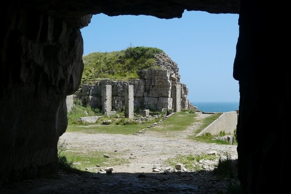 Looking out from inside a quarry gallery at Winspit Quarry
